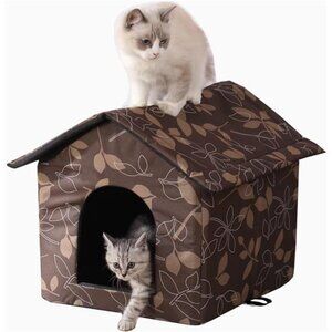 Outdoor Cat House Waterproof Pet Shelter Indoor Small Medium Cozy Foldable Home